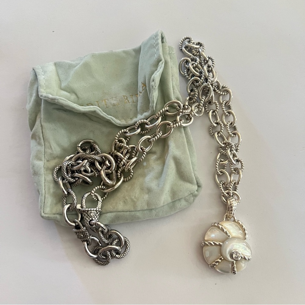 Judith Ripka Mother of Pearl Sterling Silver 925 Necklace and Pendant